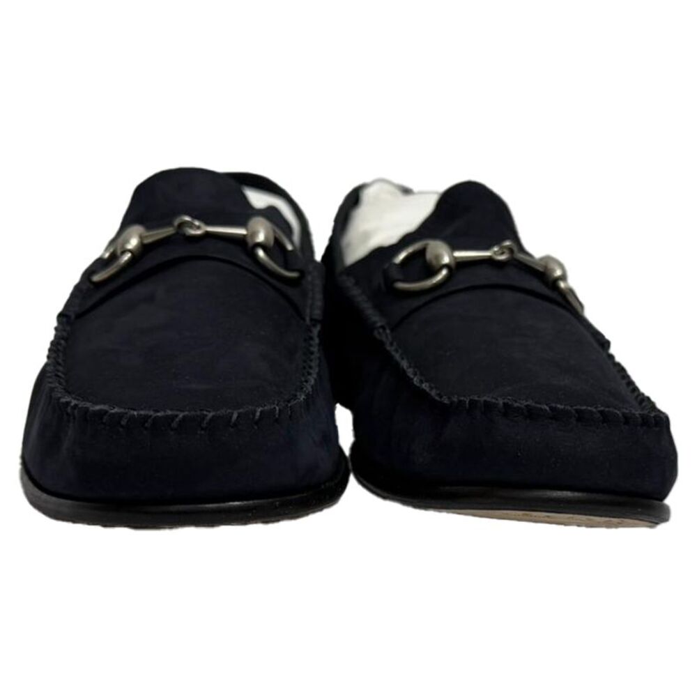 Gucci 1953 Horsebit Convertible Loafers in Navy Blue Suede - Picture 2 of 10